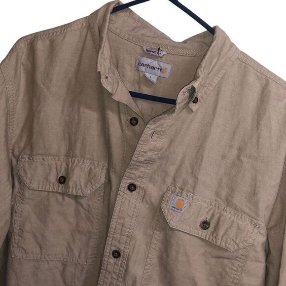 359. Carhartt Chambray relaxed fit long sleeve button down jacket size Large - Picture 4 of 9